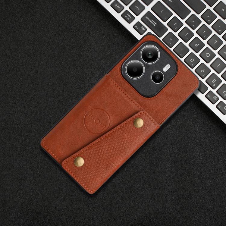 For Redmi Note 14 4G 163.25mm Double Buckle Card Slots Magnetic Phone Case
