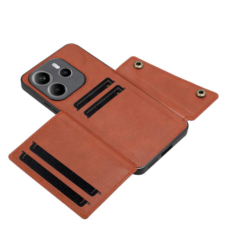 For Redmi Note 14 4G 163.25mm Double Buckle Card Slots Magnetic Phone Case