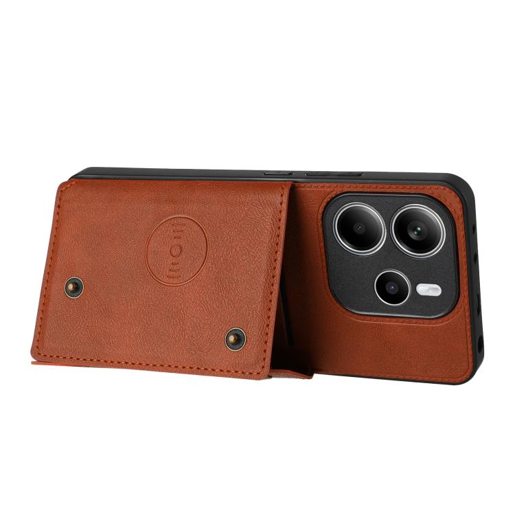 For Redmi Note 14 4G 163.25mm Double Buckle Card Slots Magnetic Phone Case