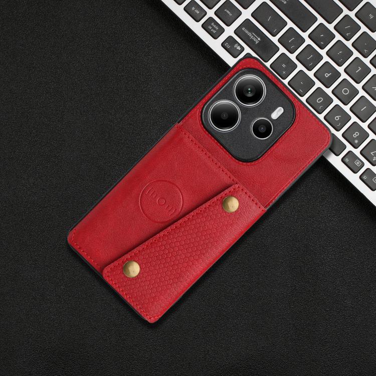 For Redmi Note 14 4G 163.25mm Double Buckle Card Slots Magnetic Phone Case