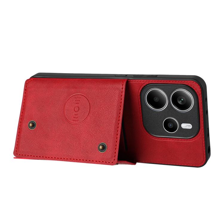 For Redmi Note 14 4G 163.25mm Double Buckle Card Slots Magnetic Phone Case