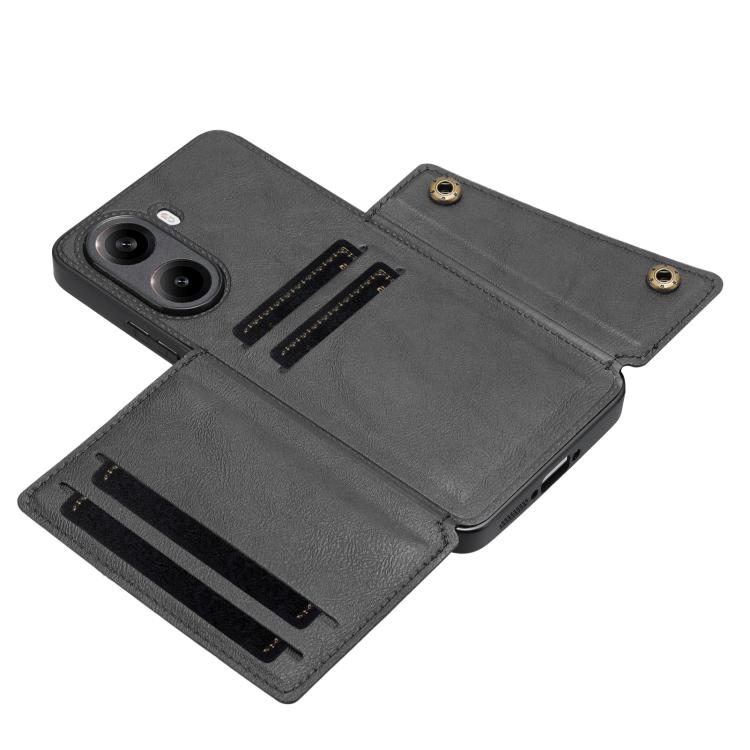 For Redmi Turbo 4 Double Buckle Card Slots Magnetic Phone Case