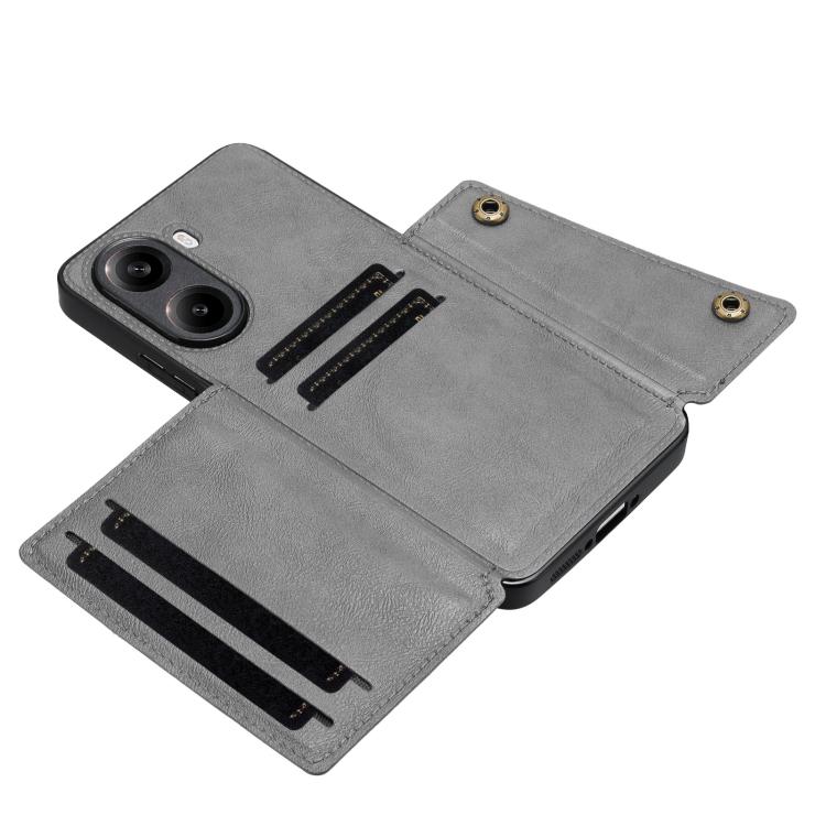 For Redmi Turbo 4 Double Buckle Card Slots Magnetic Phone Case