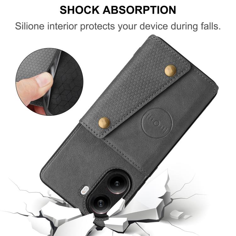 For Redmi Turbo 4 Double Buckle Card Slots Magnetic Phone Case