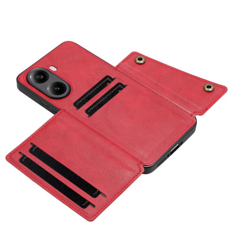 For Redmi Turbo 4 Double Buckle Card Slots Magnetic Phone Case