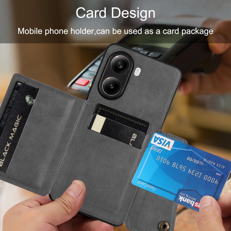 For Redmi Turbo 4 Double Buckle Card Slots Magnetic Phone Case