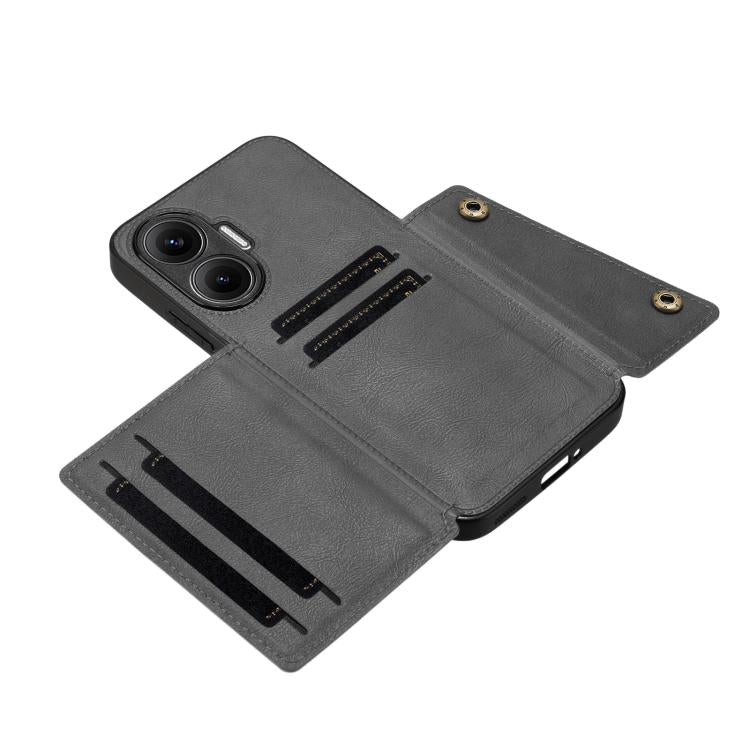 For Redmi Turbo 4 Pro Double Buckle Card Slots Magnetic Phone Case