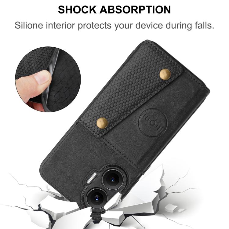 For Redmi Turbo 4 Pro Double Buckle Card Slots Magnetic Phone Case