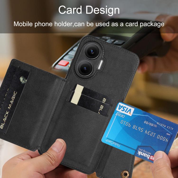 For Redmi Turbo 4 Pro Double Buckle Card Slots Magnetic Phone Case