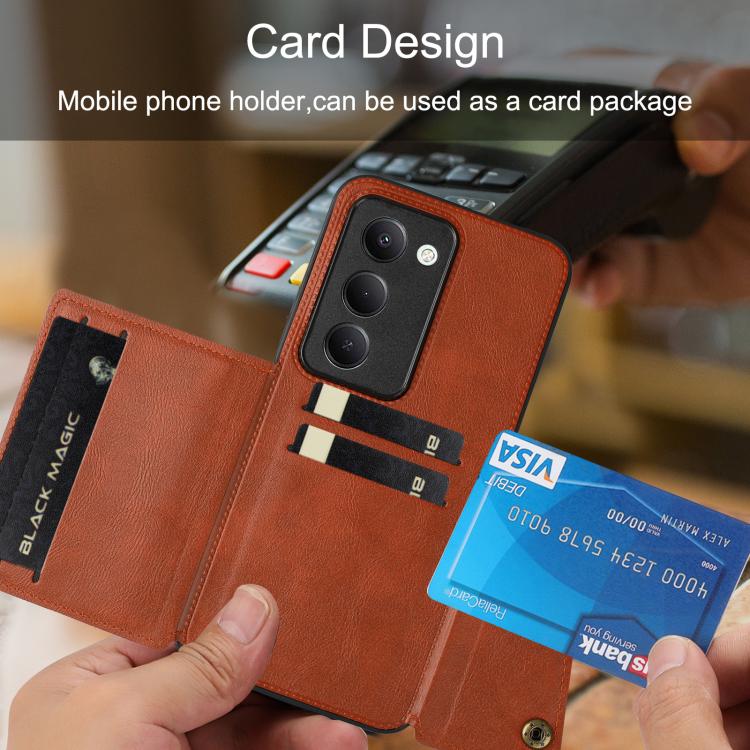 For Redmi 15 5G / 4G EU 171mm Double Buckle Card Slots Magnetic Phone Case