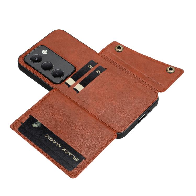 For Redmi 15 5G / 4G EU 171mm Double Buckle Card Slots Magnetic Phone Case