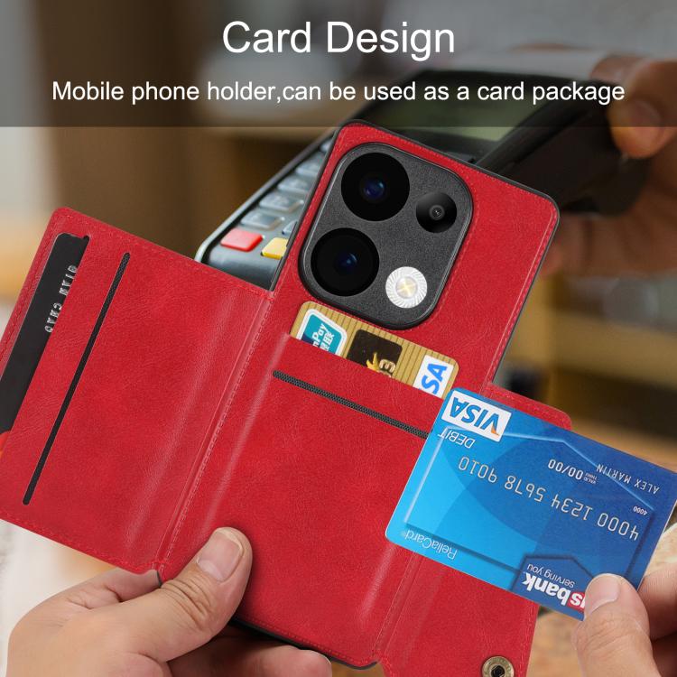 For Redmi 15C 5G / 4G Global 171mm Double Buckle Card Slots Magnetic Phone Case