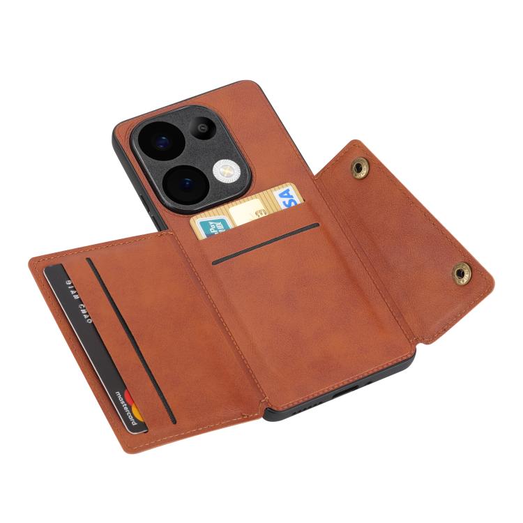 For Redmi 15C 5G / 4G Global 171mm Double Buckle Card Slots Magnetic Phone Case