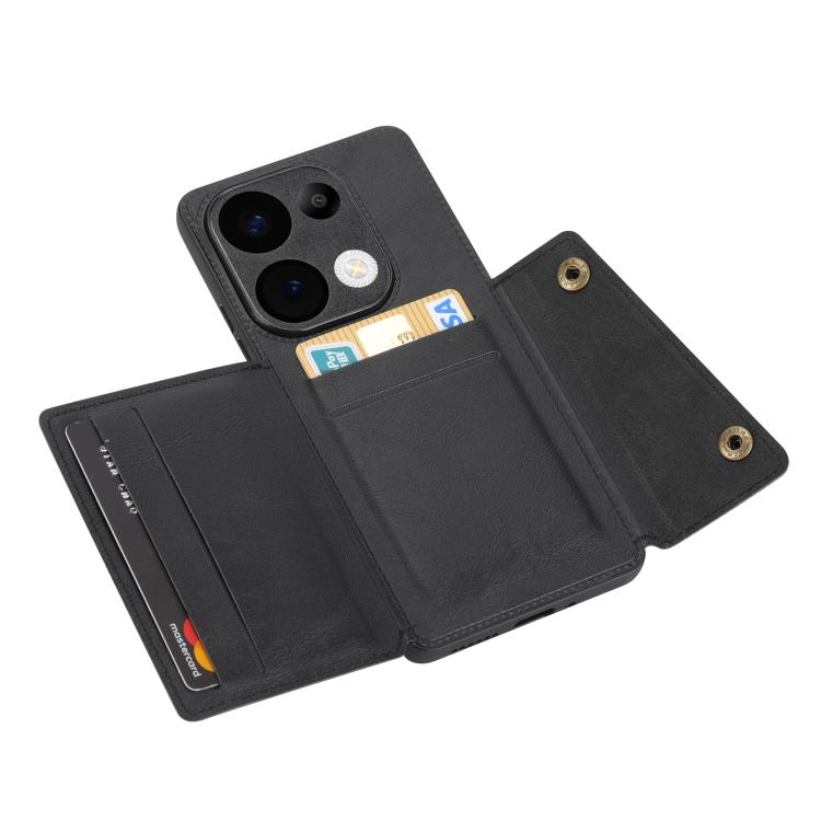 For Redmi 15C 5G / 4G EU 173mm Double Buckle Card Slots Magnetic Phone Case