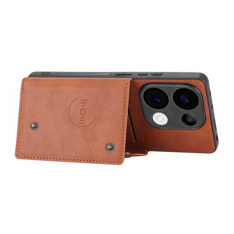 For Redmi 15C 5G / 4G EU 173mm Double Buckle Card Slots Magnetic Phone Case