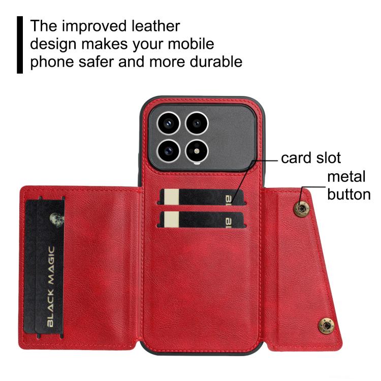 For Redmi K90/Poco F8 Pro Double Buckle Card Slots Magnetic Phone Case