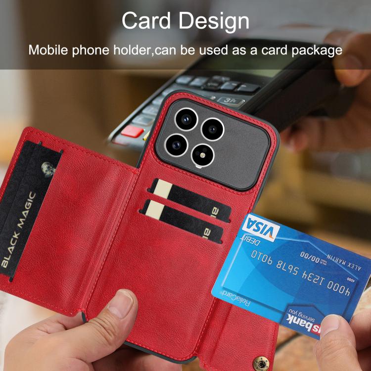 For Redmi K90/Poco F8 Pro Double Buckle Card Slots Magnetic Phone Case