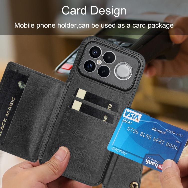 For Redmi K90 Pro Max/Poco F8 Ultra Double Buckle Card Slots Magnetic Phone Case