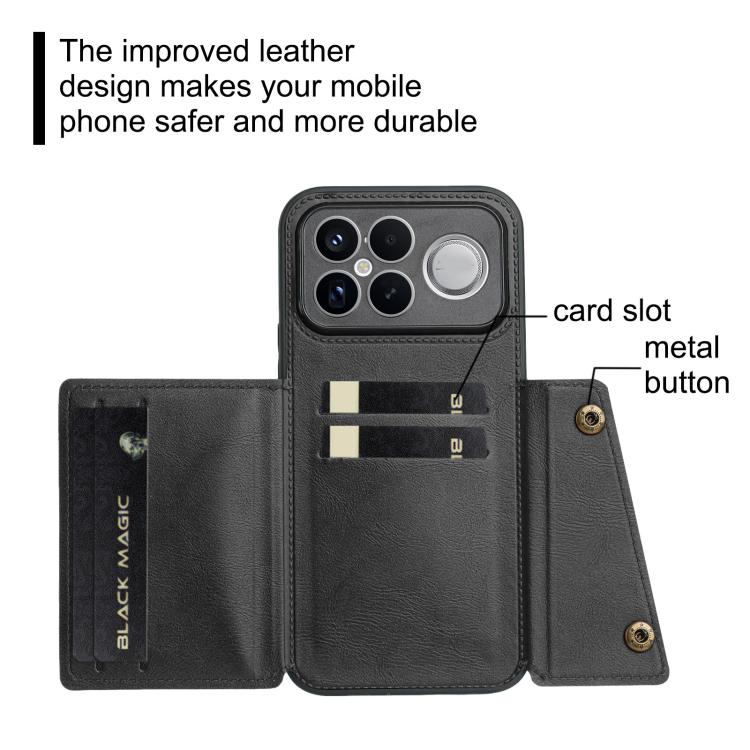 For Redmi K90 Pro Max/Poco F8 Ultra Double Buckle Card Slots Magnetic Phone Case