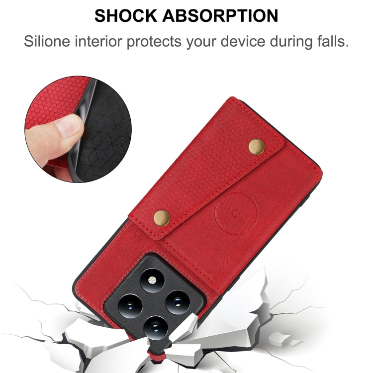 For Xiaomi 14T Pro 5G Double Buckle Card Slots Magnetic Phone Case
