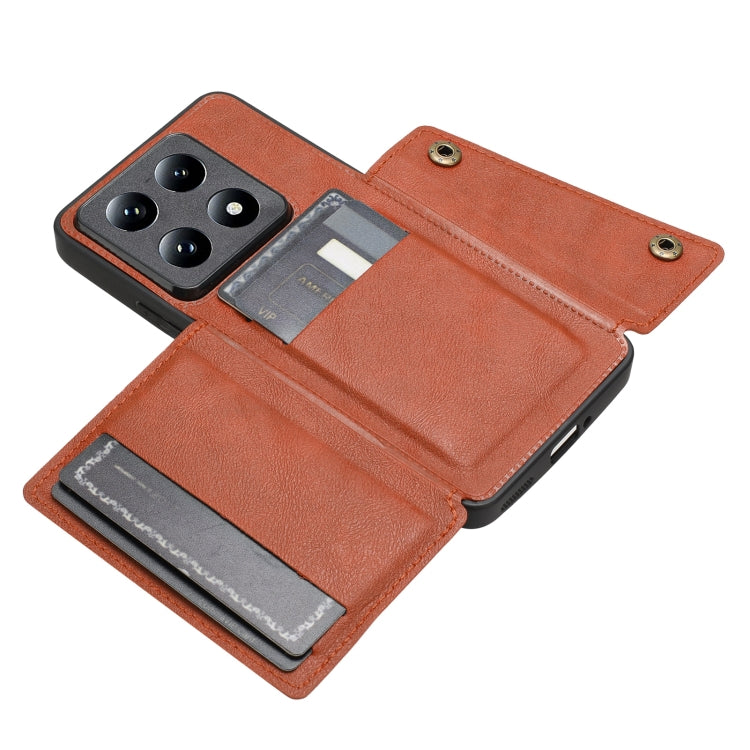 For Xiaomi 14T Pro 5G Double Buckle Card Slots Magnetic Phone Case