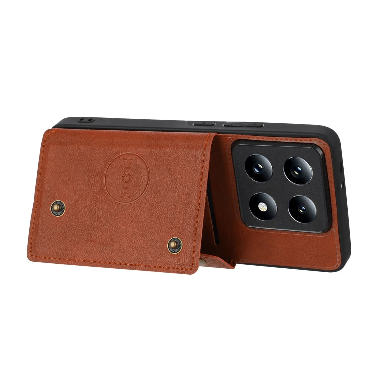 For Xiaomi 14T Pro 5G Double Buckle Card Slots Magnetic Phone Case