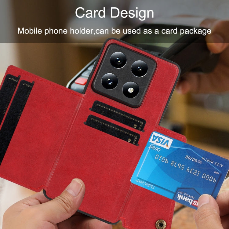 For Xiaomi 14T Pro 5G Double Buckle Card Slots Magnetic Phone Case