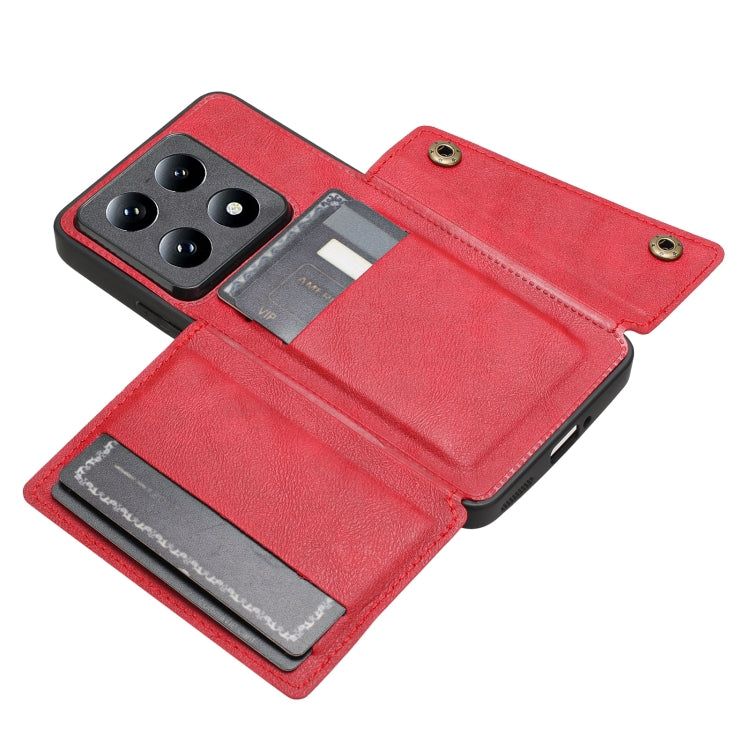For Xiaomi 14T Pro 5G Double Buckle Card Slots Magnetic Phone Case