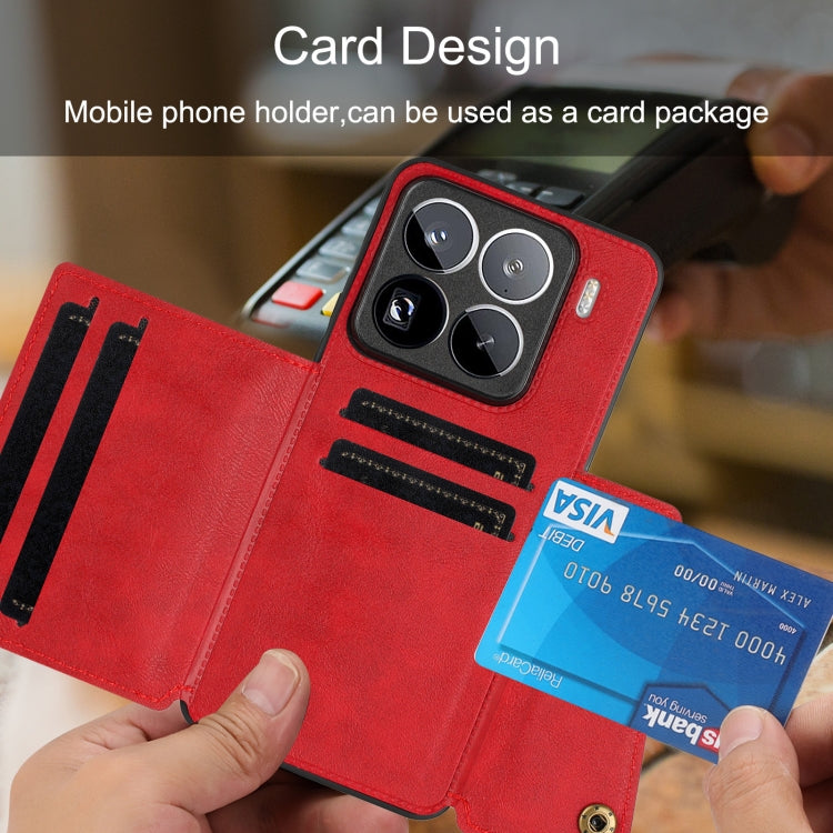 For Xiaomi 15 Pro Double Buckle Card Slots Magnetic Phone Case