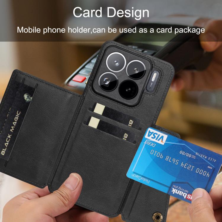 For Xiaomi 15S Pro Double Buckle Card Slots Magnetic Phone Case