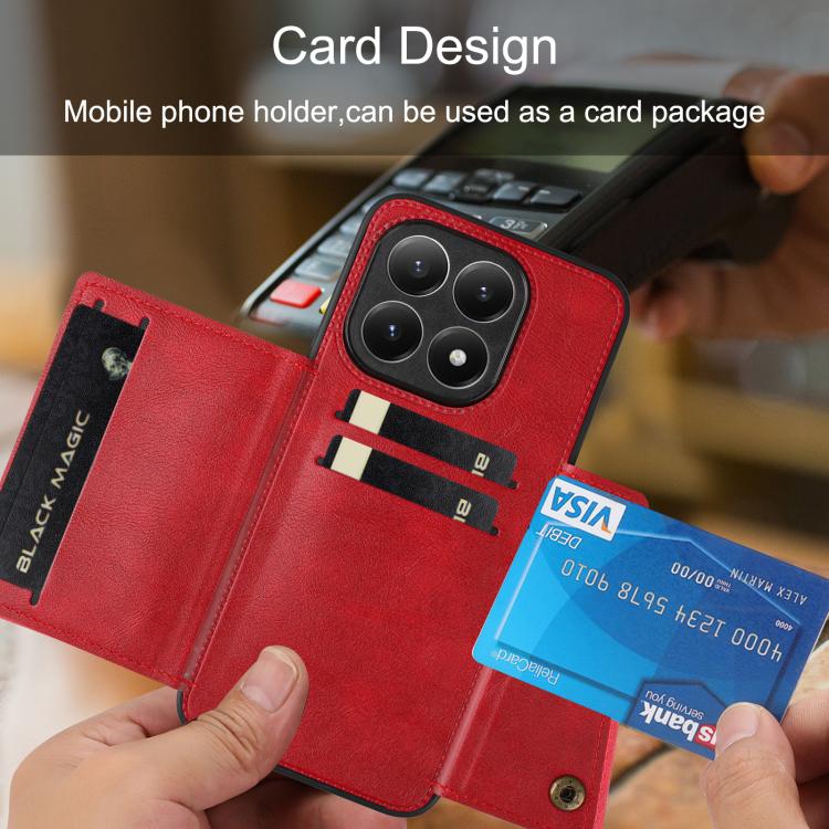 For Xiaomi 15T Double Buckle Card Slots Magnetic Phone Case
