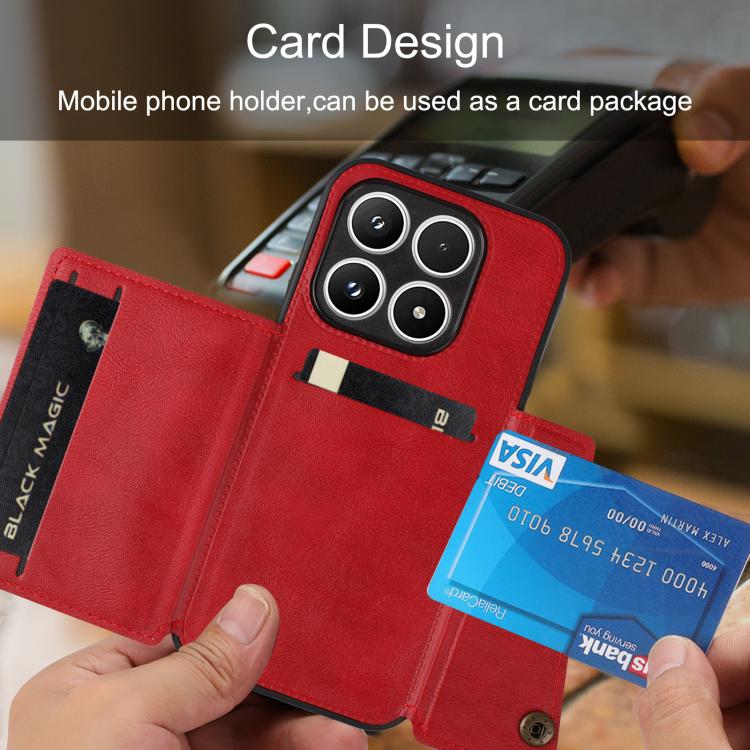 For Xiaomi 17 Double Buckle Card Slots Magnetic Phone Case