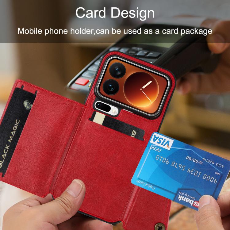 For Xiaomi 17 Pro Double Buckle Card Slots Magnetic Phone Case