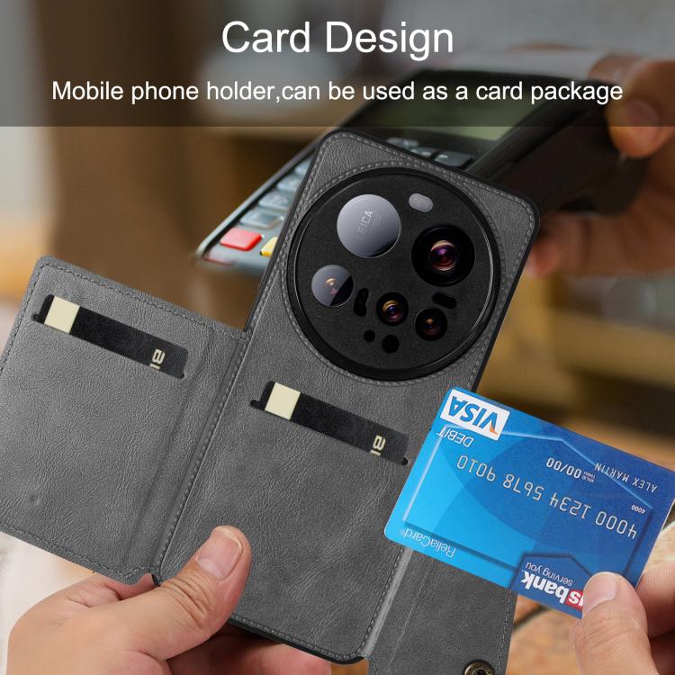 For Xiaomi 15 Ultra Double Buckle Card Slots Magnetic Phone Case