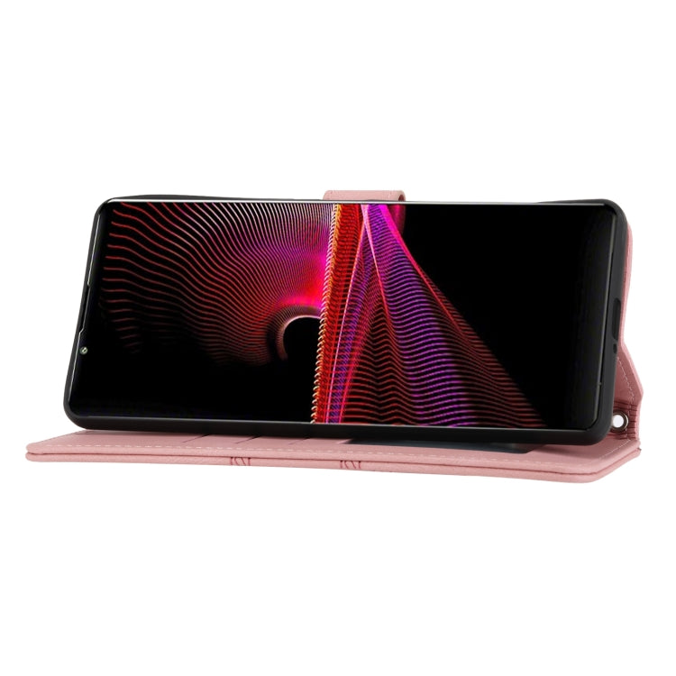 For Sony Xperia 1 VI Embossed Stripes Skin Feel Leather Phone Case
