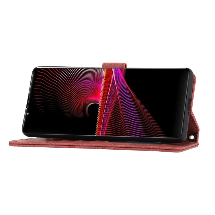 For Sony Xperia 1 VI Embossed Stripes Skin Feel Leather Phone Case