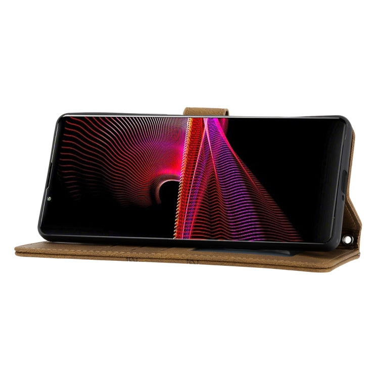 For Sony Xperia 1 VI Embossed Stripes Skin Feel Leather Phone Case