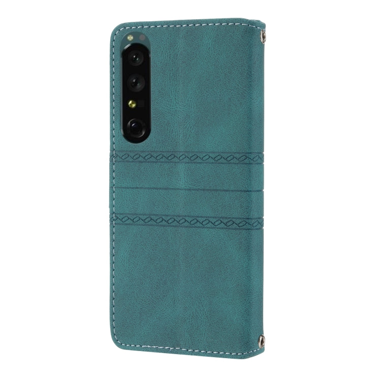 For Sony Xperia 1 VI Embossed Stripes Skin Feel Leather Phone Case