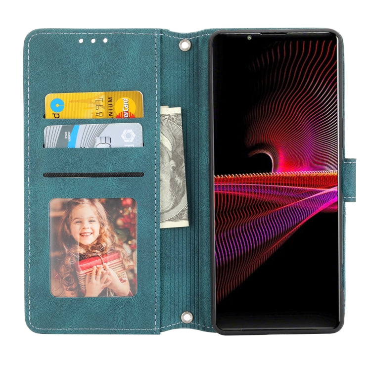 For Sony Xperia 1 VI Embossed Stripes Skin Feel Leather Phone Case