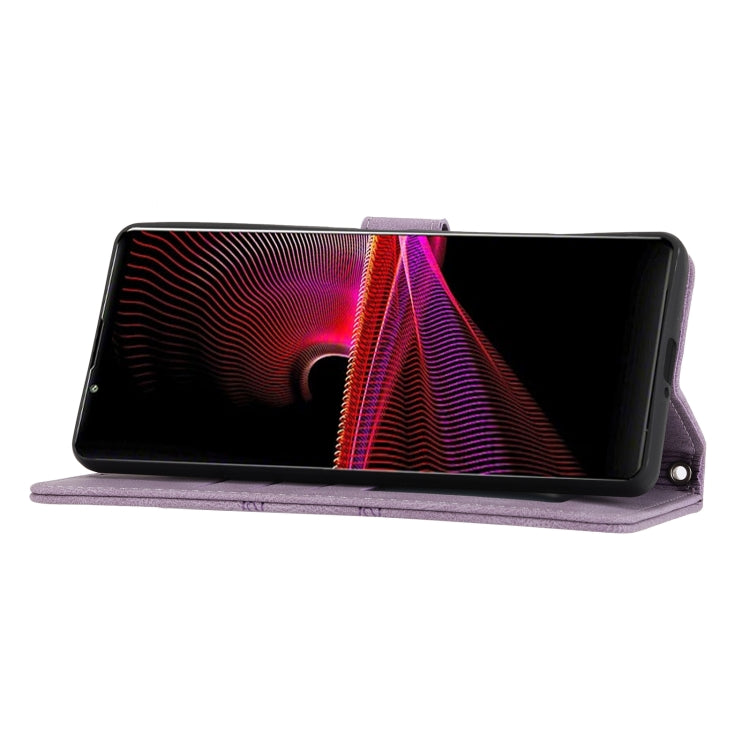 For Sony Xperia 1 VI Embossed Stripes Skin Feel Leather Phone Case