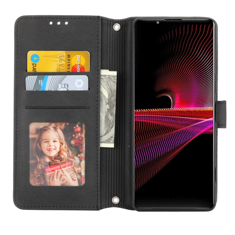 For Sony Xperia 1 VI Embossed Stripes Skin Feel Leather Phone Case