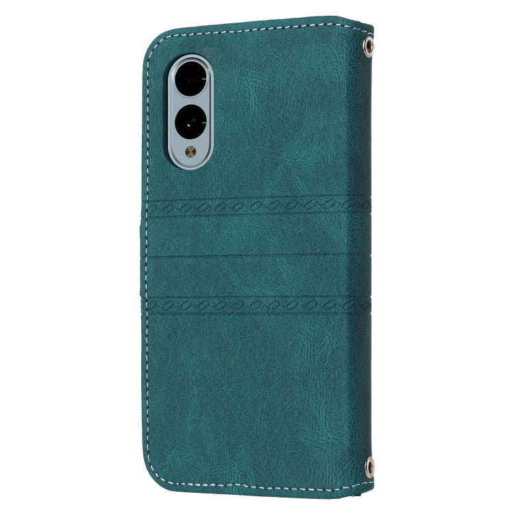 For Fujitsu Arrows F-51E We2 Embossed Stripes Skin Feel Leather Phone Case