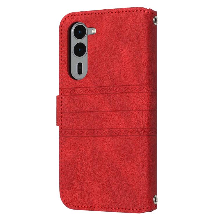 For Fujitsu Arrows Alpha F-51F Embossed Stripes Skin Feel Leather Phone Case