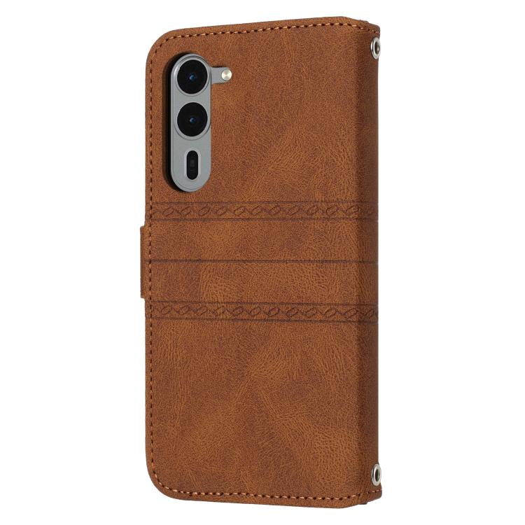 For Fujitsu Arrows Alpha F-51F Embossed Stripes Skin Feel Leather Phone Case