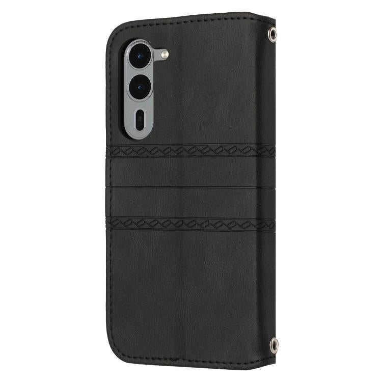 For Fujitsu Arrows Alpha F-51F Embossed Stripes Skin Feel Leather Phone Case