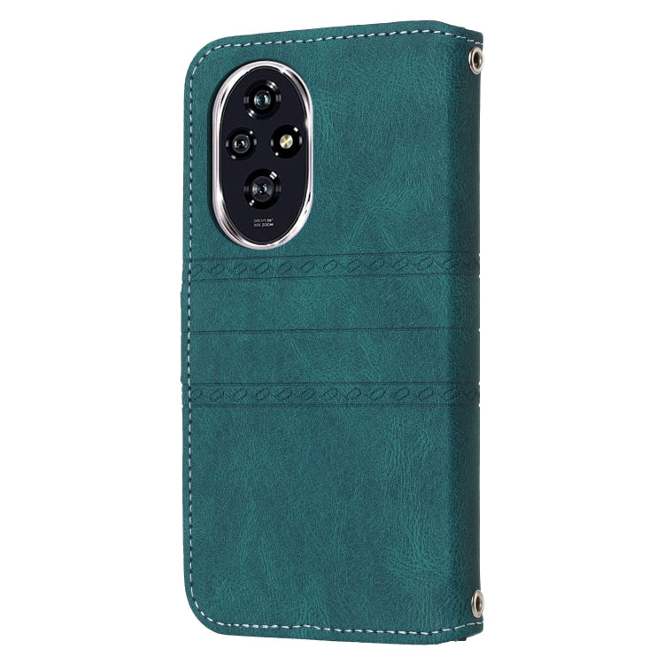 For Honor 200 Pro Embossed Stripes Skin Feel Leather Phone Case