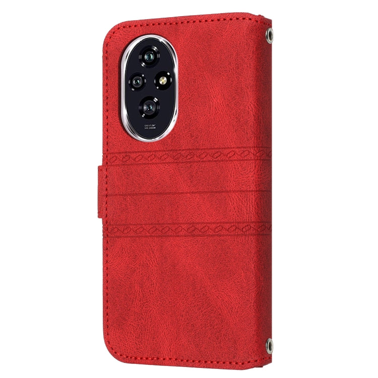 For Honor 200 Embossed Stripes Skin Feel Leather Phone Case
