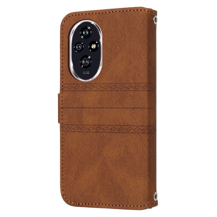 For Honor 200 Embossed Stripes Skin Feel Leather Phone Case