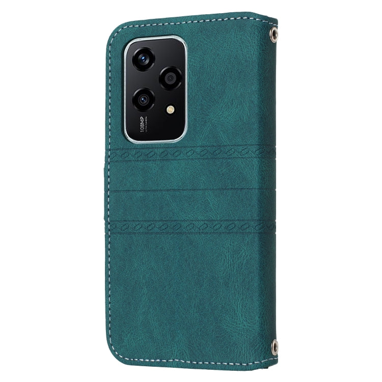For Honor 200 Lite Global Embossed Stripes Skin Feel Leather Phone Case