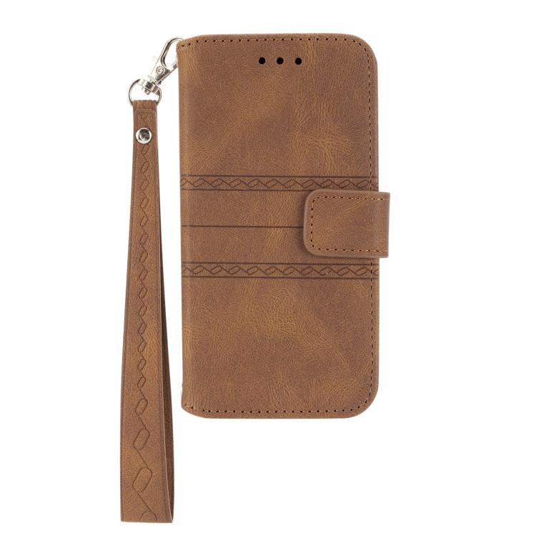 For Honor 300 Embossed Stripes Skin Feel Leather Phone Case
